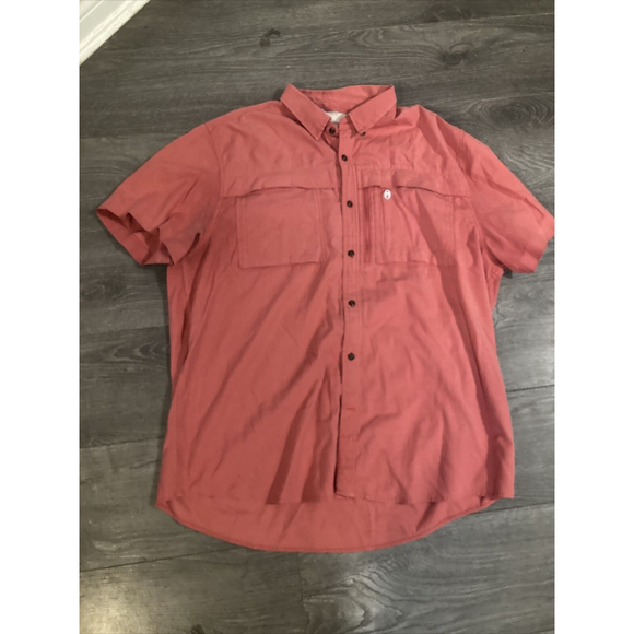 Colemon Shirt Mens XXL Red Button Flap Pockets Short Sleeve Vented Fishing Hunt - Picture 4 of 8